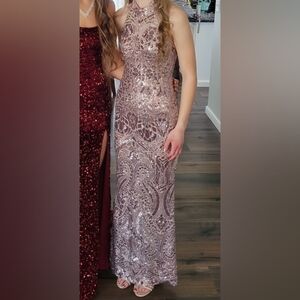 Betsy Adams Mauve Sequin Gown